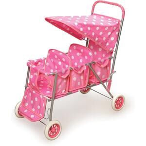 Badger Basket Triple Doll Stroller Lightweight Foldable Toy Pram Canopy NWT